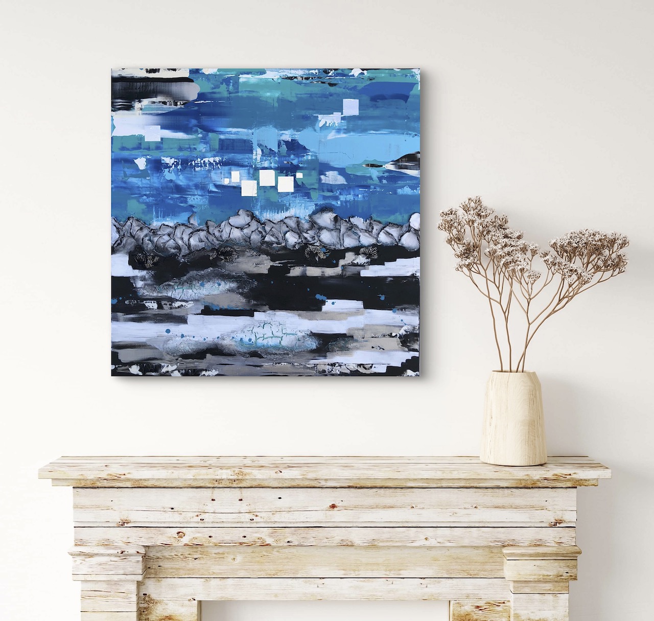 2ThingsBlue II Mixed Media Werk aus der 2Things-Serie von Marleen