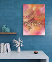 Offelia – Abstraktes Strukturkunstwerk in Rot, Pink und Gold | Mixed Media auf Leinwand.webp
