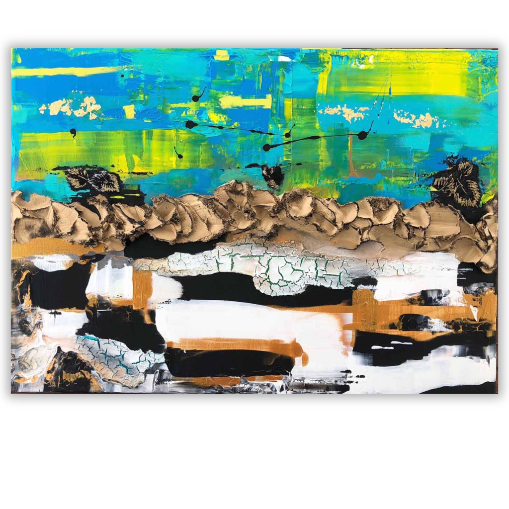 2 Things Yellow III - abstract Wall Art on Canvas 70x50cm