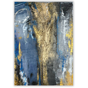 Denim & Gold 1 - abstraktes Wandbild auf Leinwand mit Jeans 70x50cm