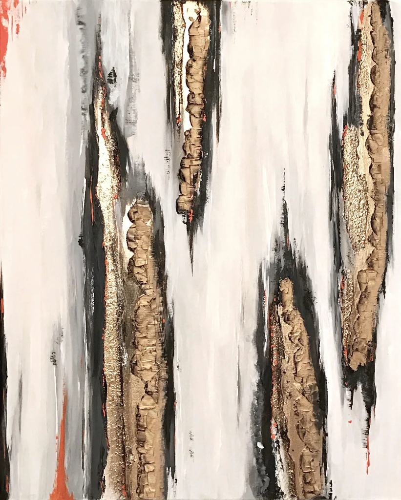 Goldenen Strukturen - abstraktes Wandbild auf Leinwand 70x100cm