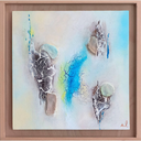 Found at the Beach 2 - – Abstract Wall Art on Painting Board 20x20cm, Framed in Wood