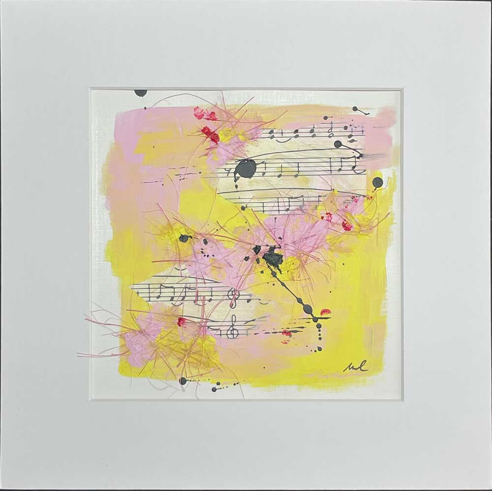 Spring 032 – Abstract Wall Art on Paper 20x20cm, Including Passe-partout 30x30cm