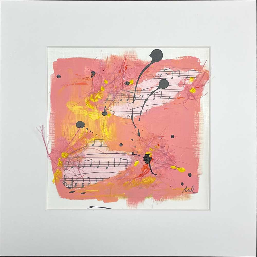 Frühling 034 – abstraktes Wandbild auf Papier 20x20cm inkl. Passepartout 30x30cm