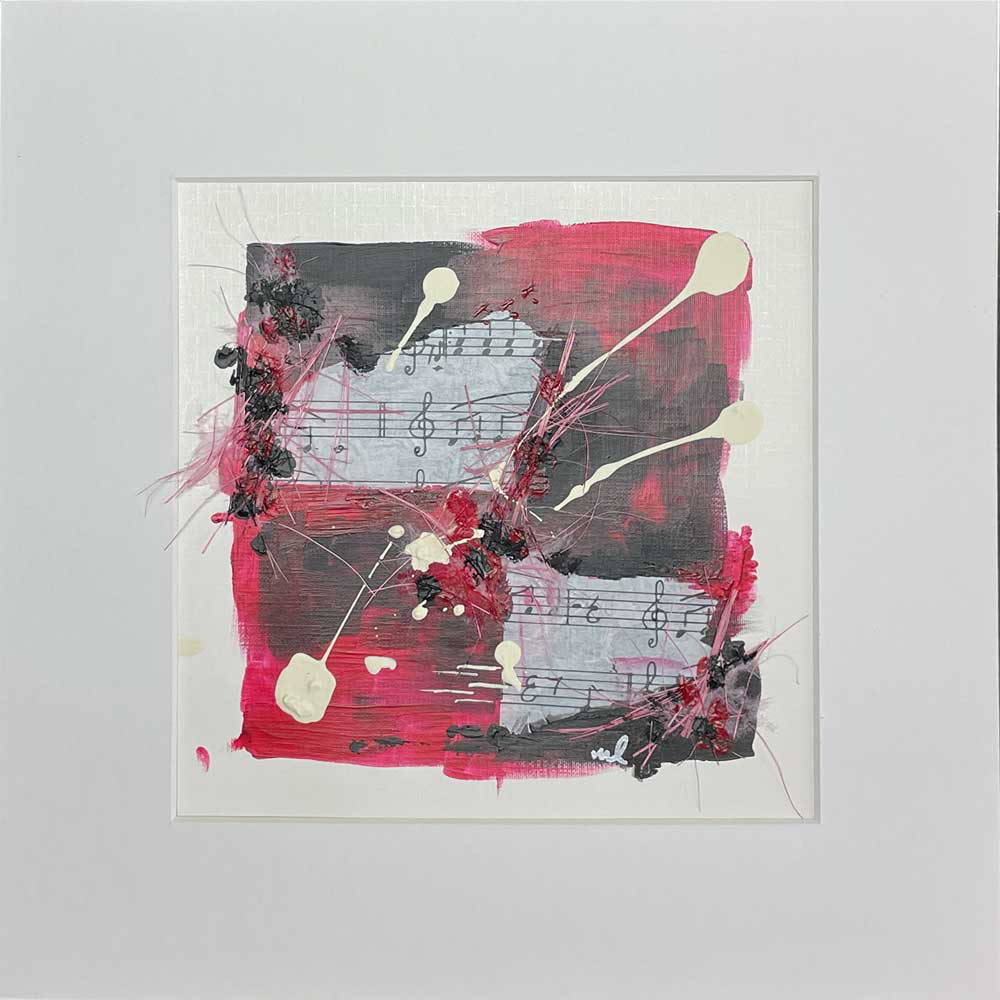 Spring 068 – Abstract Wall Art on Paper 20x20cm, Including Passe-partout 30x30cm