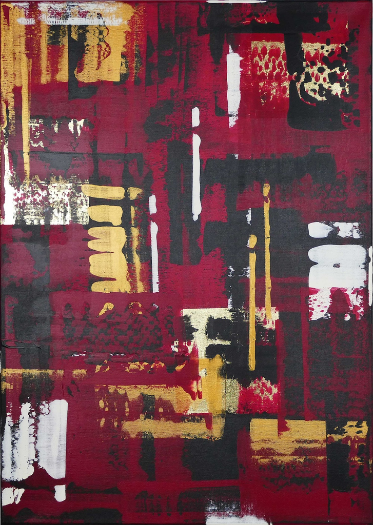 Pixels in Red - abstraktes Wandbild auf Leinwand 50x70cm