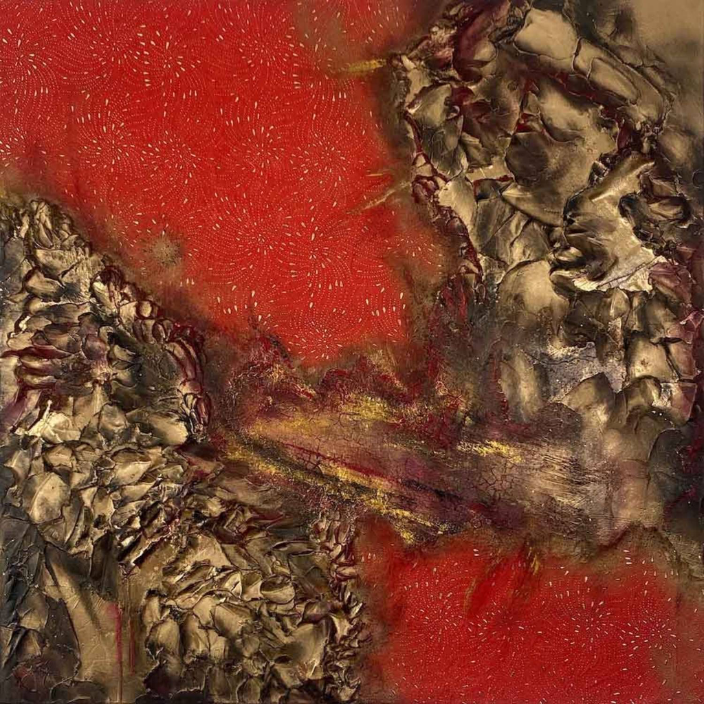 Red Ocean - abstract painting on canvas 80x80cm