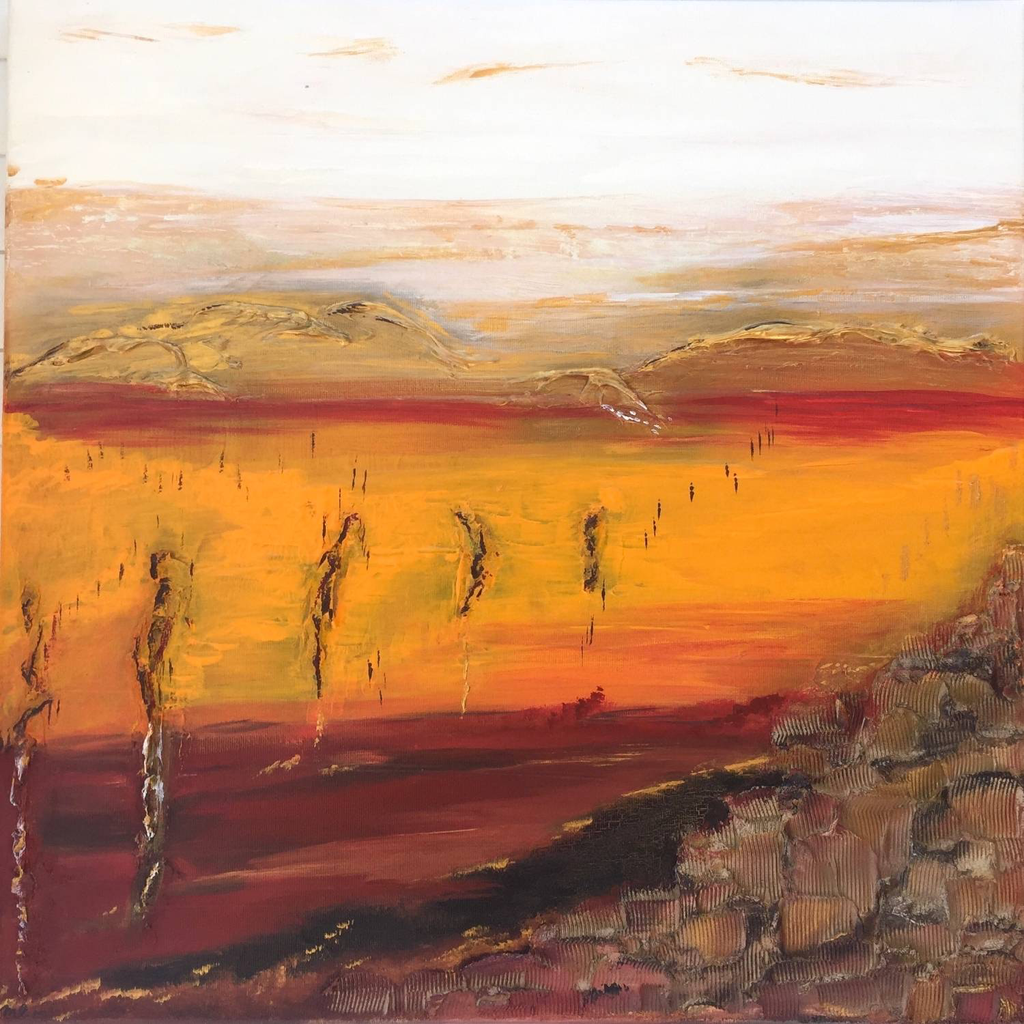 Golden Landscape Original 50x50cm / Kunstdruck verschiedene Größen - Originalbild
