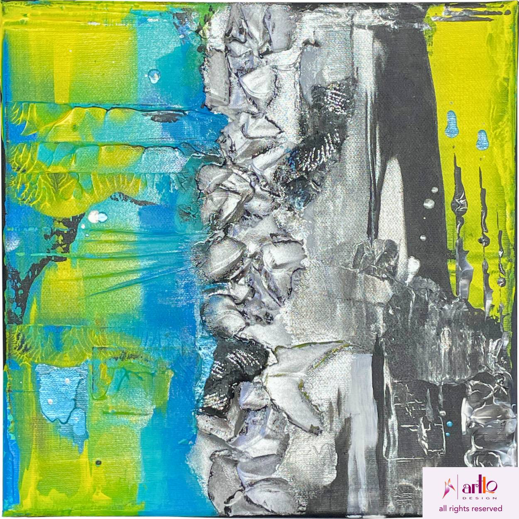 2ThingsYellow I – Abstract Wall Art on Canvas 30x30cm