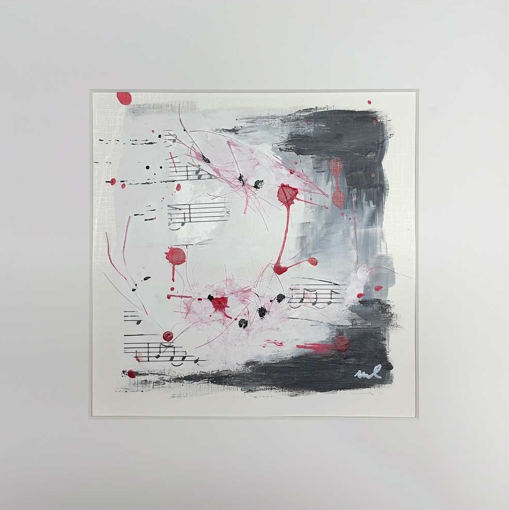 Spring 029 – Abstract Wall Art on Paper 20x20cm, Including Passe-partout 30x30cm
