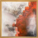 Übergang - abstraktes Wandbild auf Leinwand 50x50cm + Schattenfugenrahmen Holz