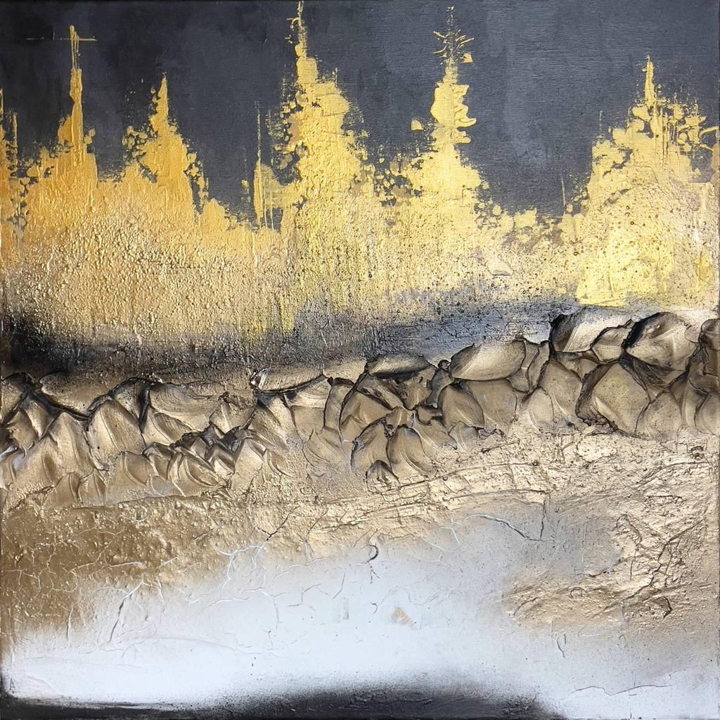 "Mystic Skyline" – Abstract painting on canvas 60x60cm