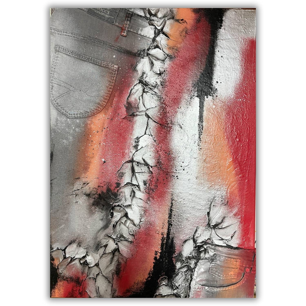 Risse der Zeit - abstraktes Wandbild auf Leinwand 70x50cm
