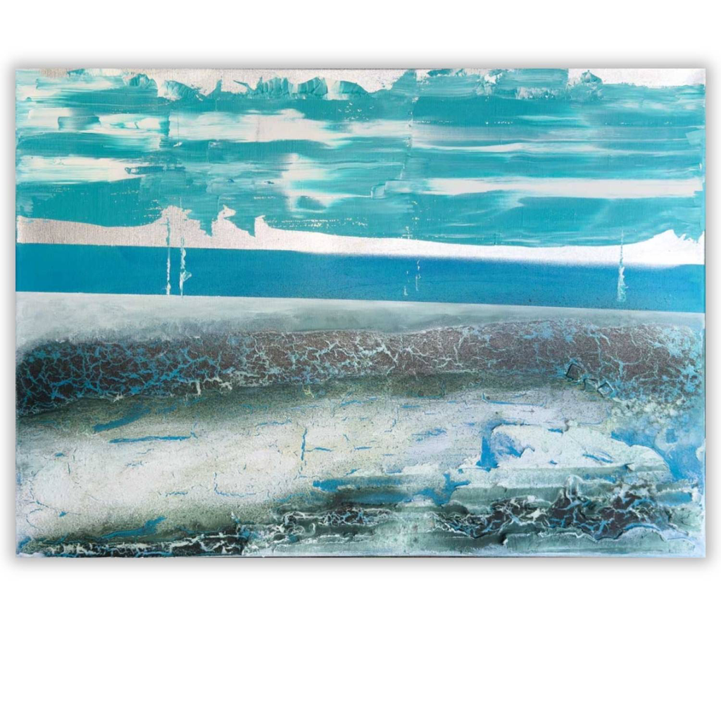 Winterliches Meer - abstraktes Wandbild auf Leinwand 70x50cm