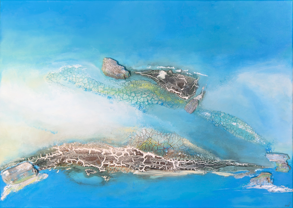 From the Air II - abstraktes Wandbild auf Leinwand 70x50cm