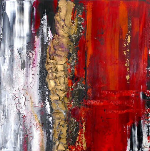 2ThingsRed I - abstraktes Wandbild auf Leinwand 60x60cm 