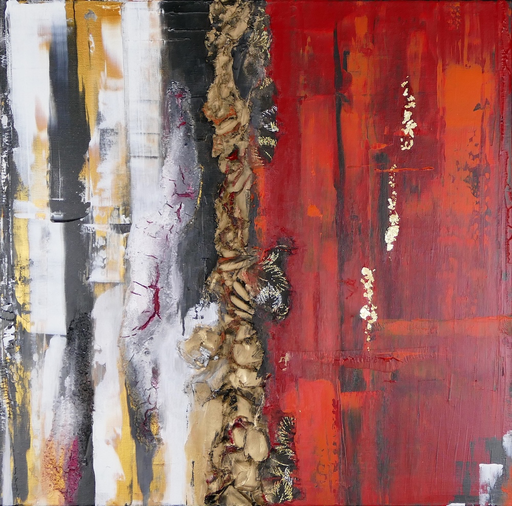 2ThingsRed II - abstraktes Wandbild auf Leinwand 60x60cm