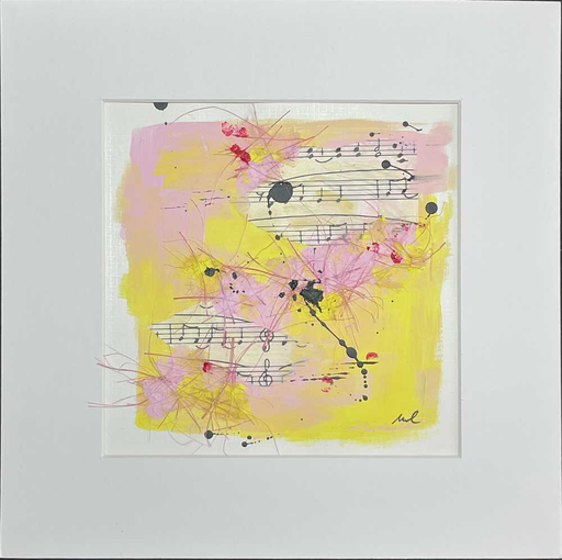 Frühling 032 - abstraktes Wandbild auf Papier 20x20cm inkl. Passepartout 30x30cm