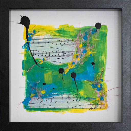 Frühling 054 - abstraktes Wandbild gerahmt 20x20cm
