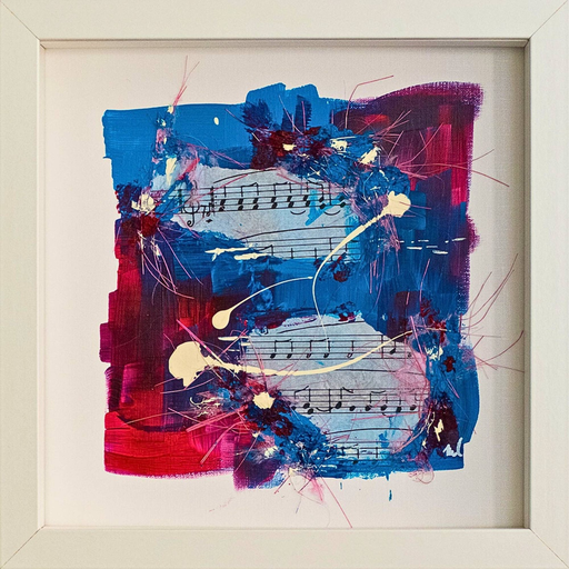 Frühling 055 - abstraktes Wandbild gerahmt 20x20cm