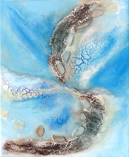 The Reef I - Abstraktes maritimes Werk auf Leinwand 40x50cm