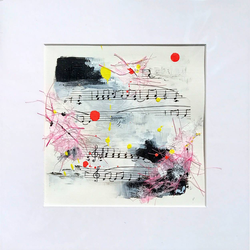 Spring 028 – Abstract Wall Art on Paper 20x20cm, Including Passe-partout 30x30cm