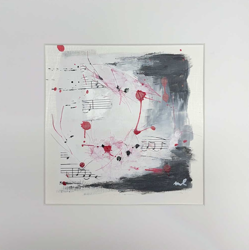 Spring 029 – Abstract Wall Art on Paper 20x20cm, Including Passe-partout 30x30cm